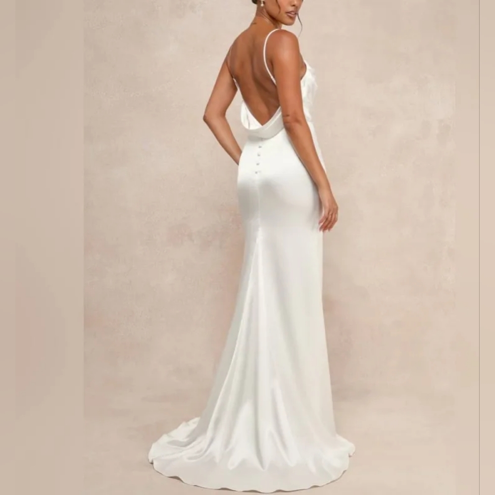Lulu's Elegant White Maxi Dress
